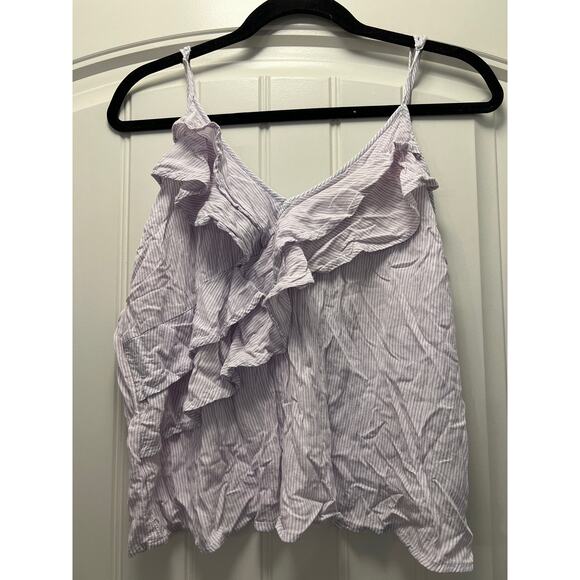 American Eagle Outfitters Women’s Striped Asymmetrical Ruffled Tank Top Size XL - Picture 1 of 3